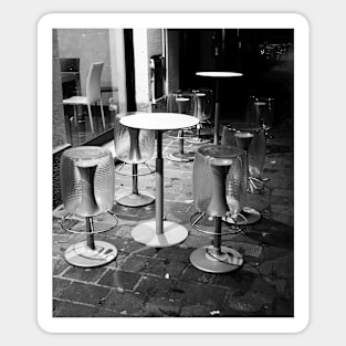 Pavia. Cafe at Night II. Black and White. 2010 Sticker